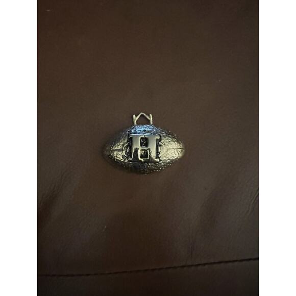 Football Charm Keychain Pendant H Harvard Texans Hawaii Houston Brass Metal - Picture 1 of 6